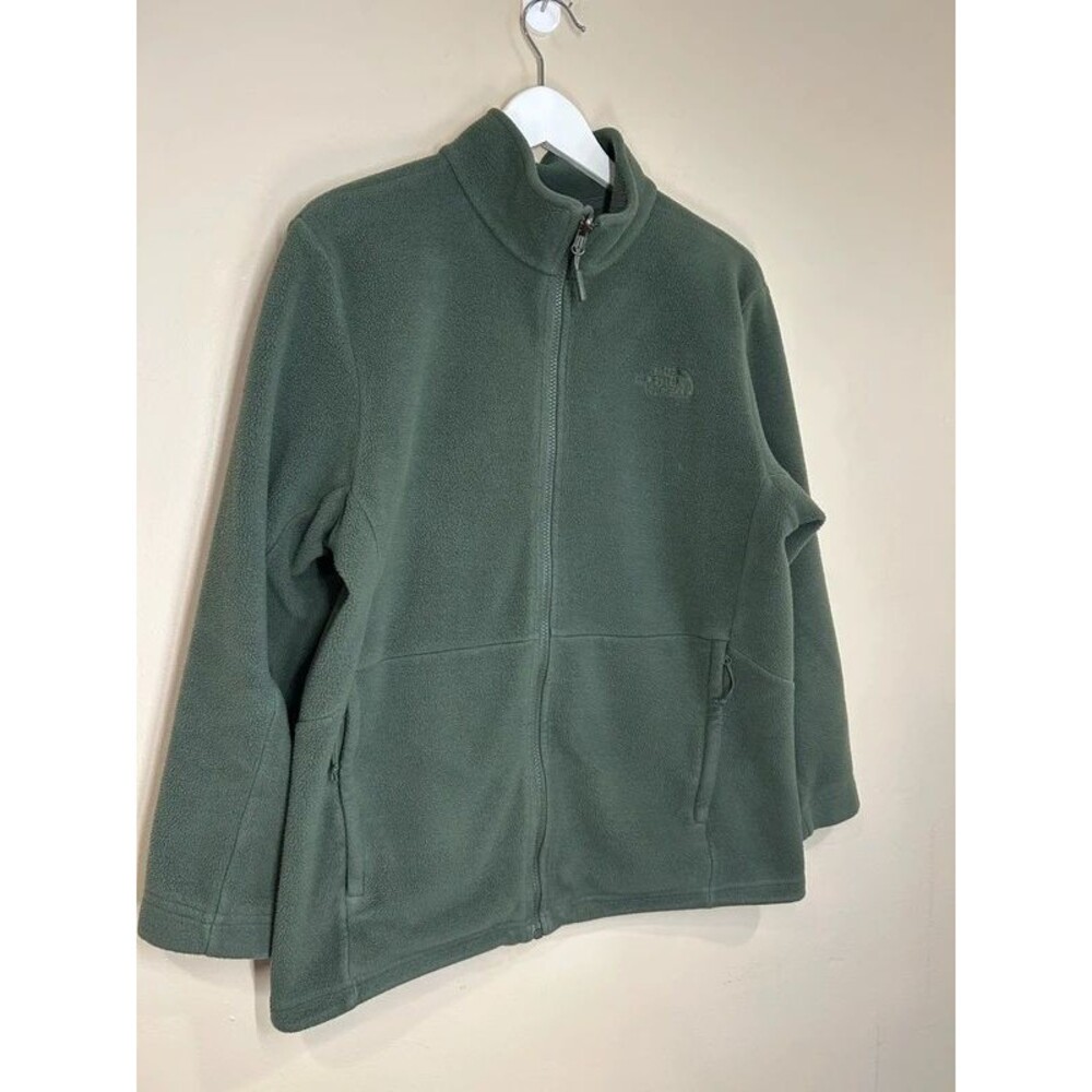 North Face Men's Medium Dark Green Fleece Zip Jacket Fall Winter